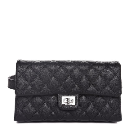 Chanel Grained Calfskin Quilted 2.55 Reissue Flap Belt Bag Clutch Black 1 of 8