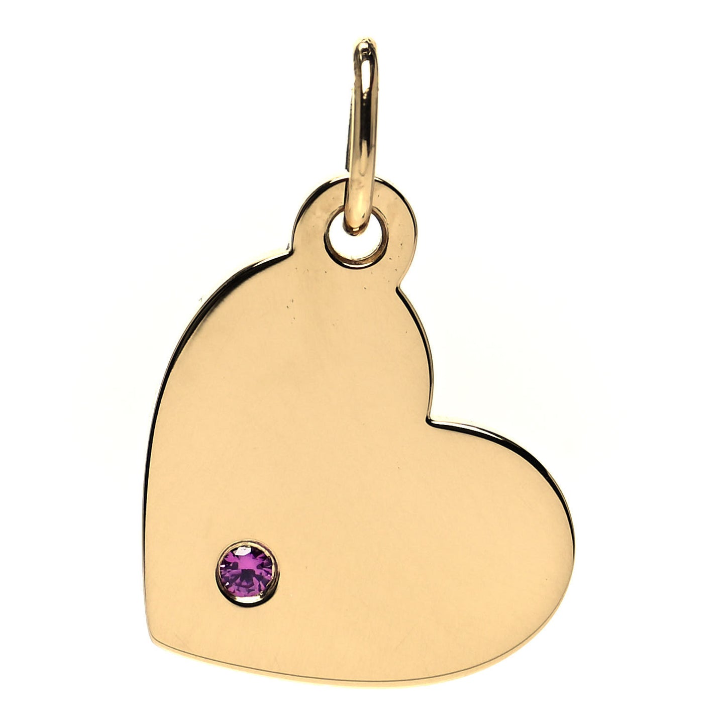 18K Yellow Gold Pink Sapphire Heart Tag Pendant