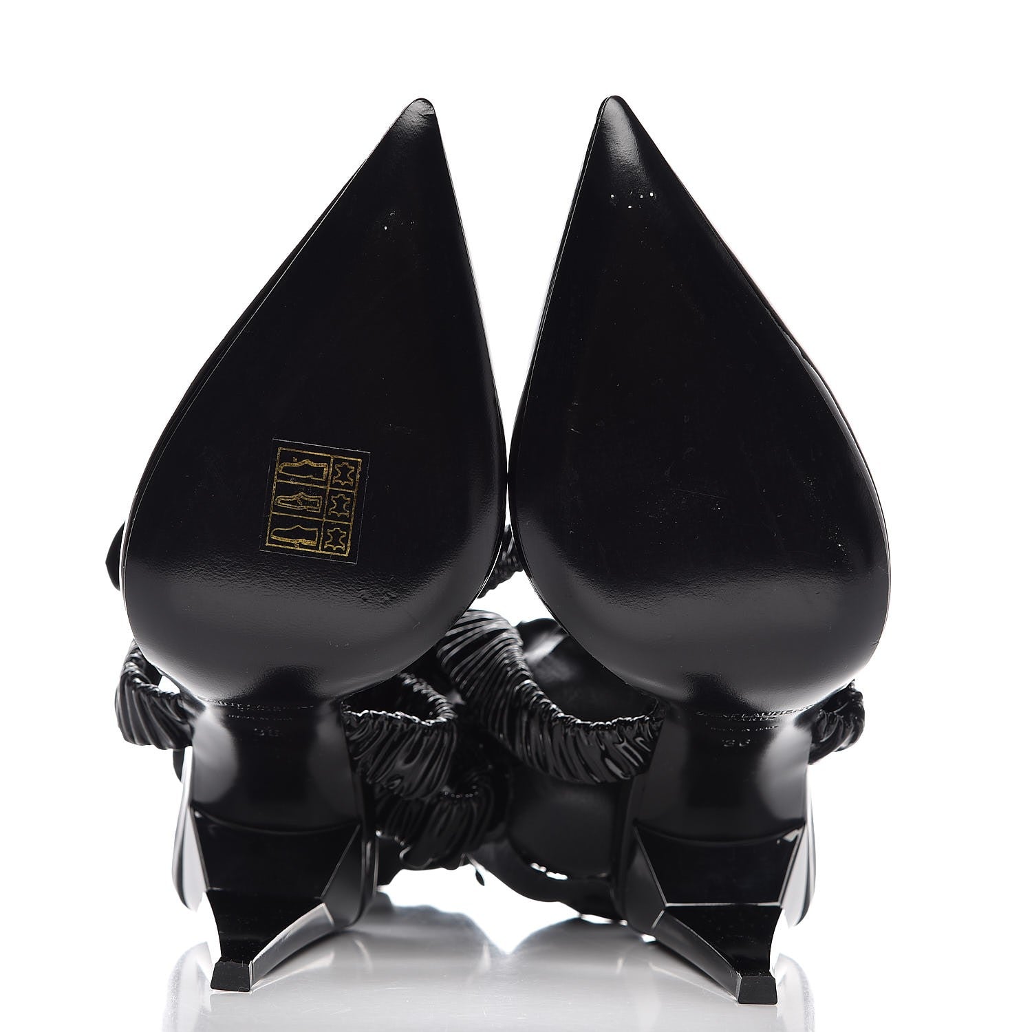 Saint Laurent Patent Freja 105 Flower Ankle Pumps 36 Black 7 of 12