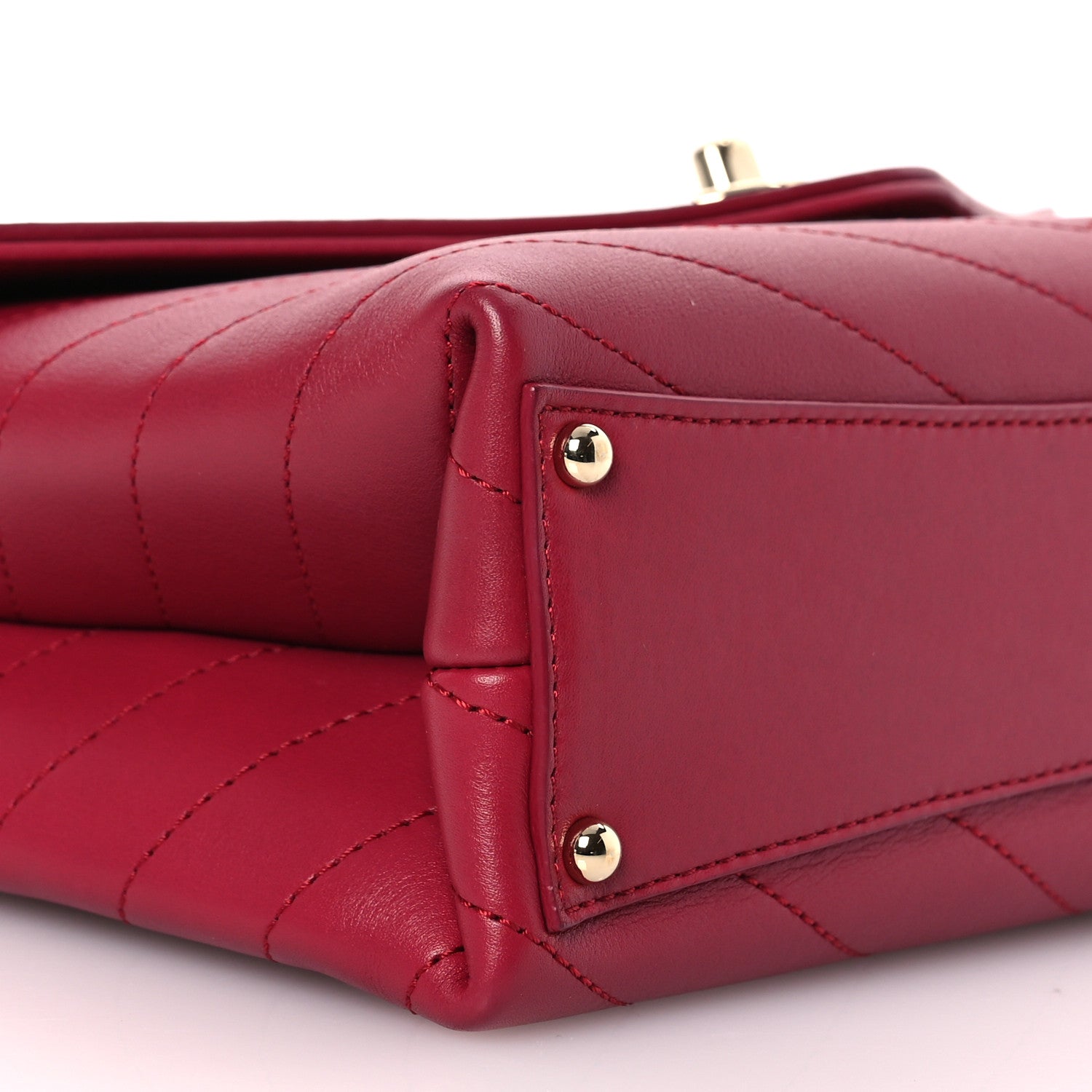 Chanel Calfskin Chevron Stitched Small Coco Flap Bag Red 12 of 15