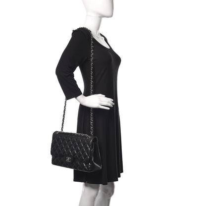 Chanel Lambskin Quilted Jumbo Double Flap Black 3 of 11