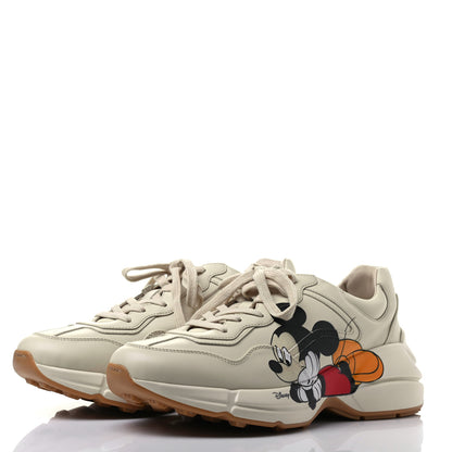Gucci X DISNEY Calfskin Mickey Mouse Womens Rhyton Sneakers 39 Ivory 2 of 8