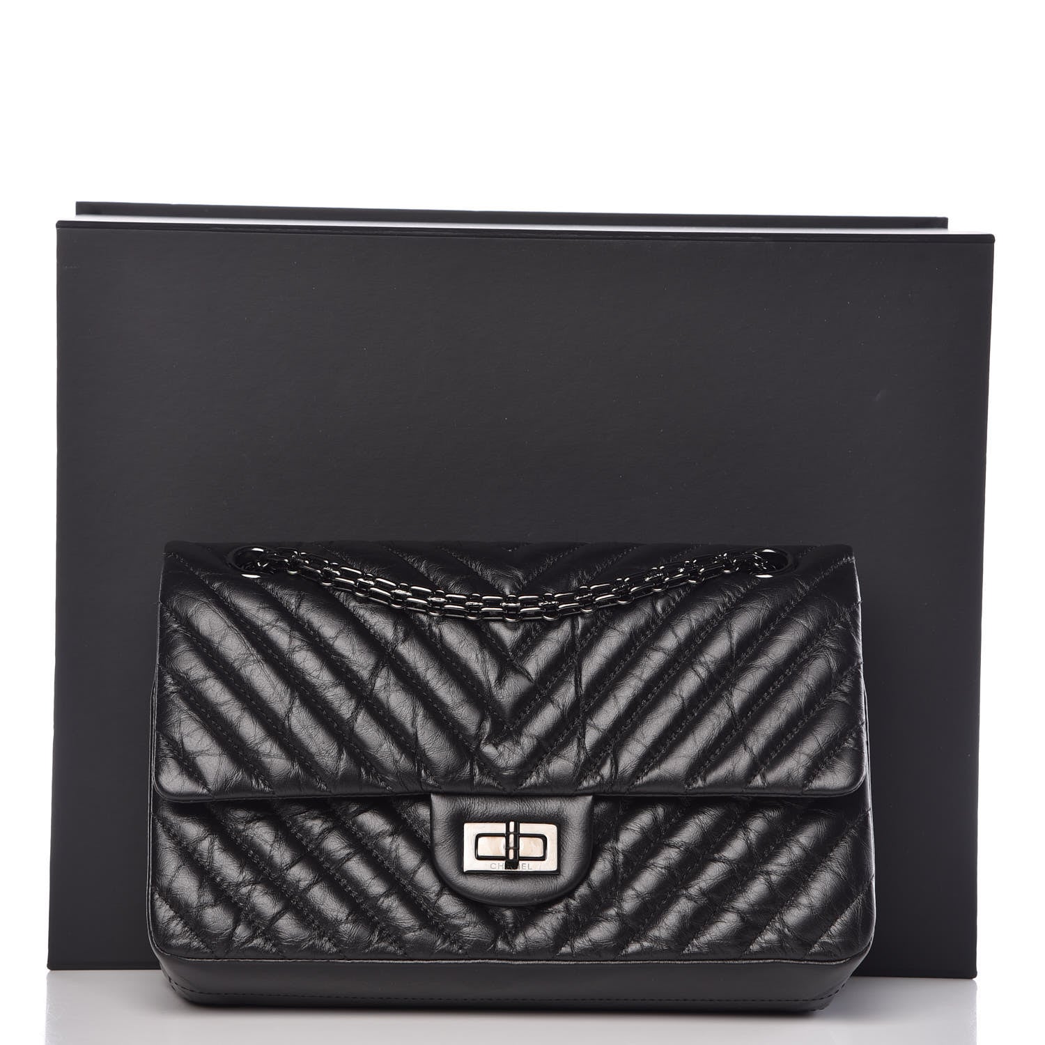 Chanel Aged Calfskin Chevron Quilted 2.55 Reissue 225 Flap So Black 11 of 11