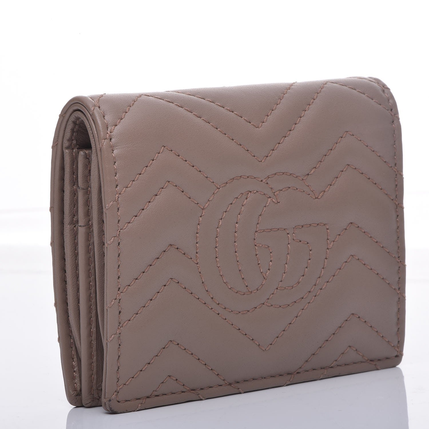 Gucci Calfskin Matelasse GG Marmont Card Case Porcelain Rose 3 of 12