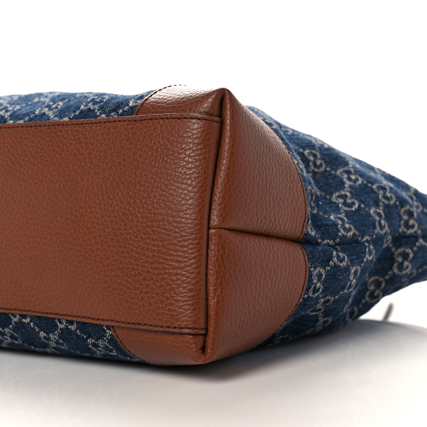 New Denim GG Monogram Medium Ophidia Shopping Tote Blue Tea Cuir