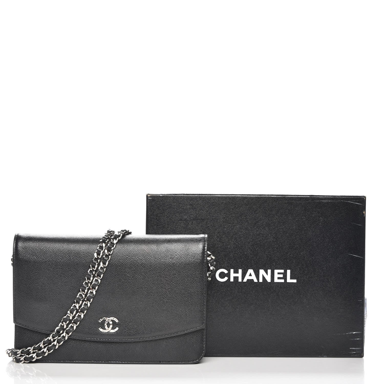 Chanel Caviar Sevruga Wallet On Chain WOC Black 9 of 9