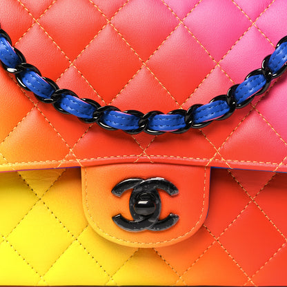 Chanel Calfskin Quilted Medium Rainbow Double Flap Multicolor 8 of 10