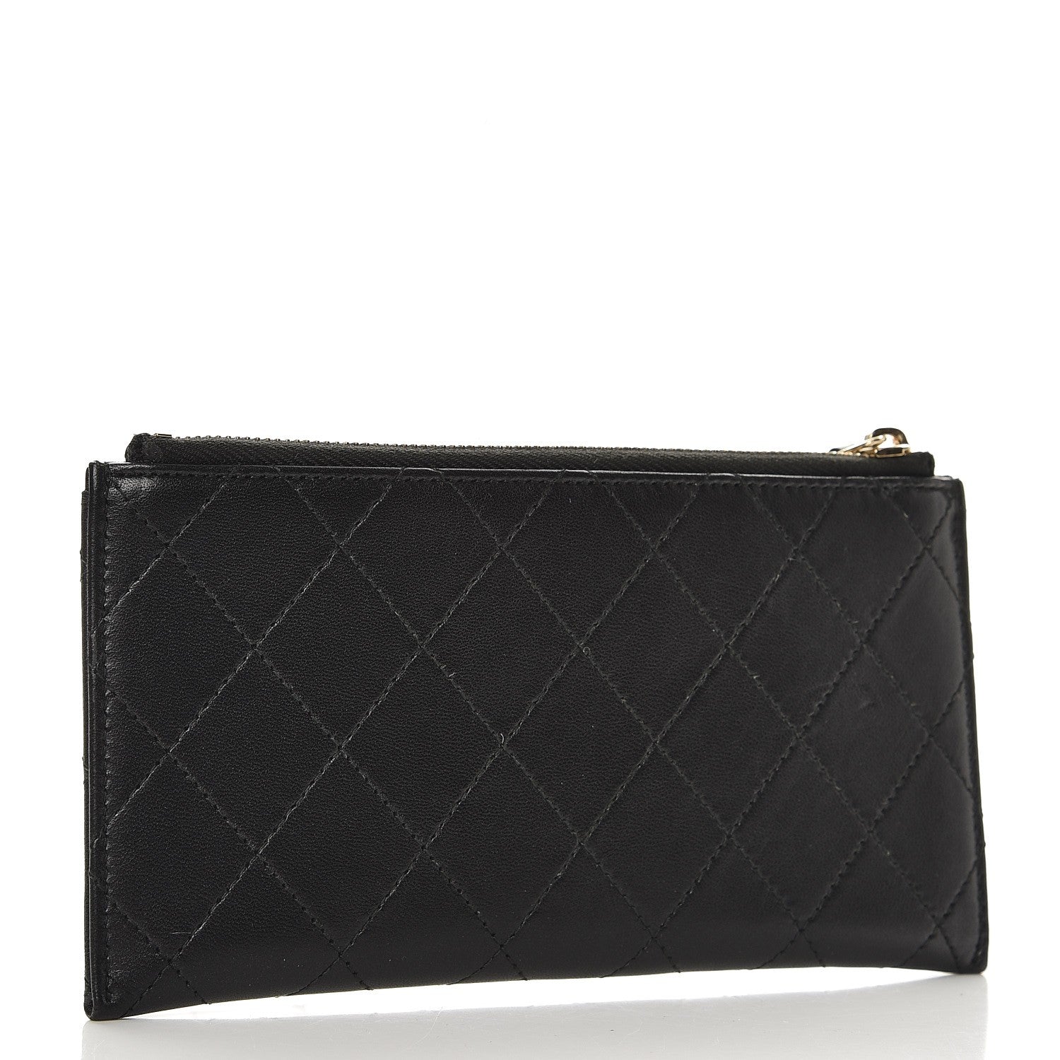 Chanel Lambskin Quilted Zip Pouch Black 3 of 8