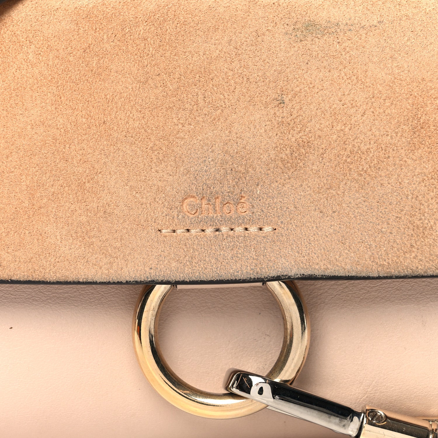 Chloe Suede Calfskin Mini Faye Shoulder Bag Cement Pink 8 of 13