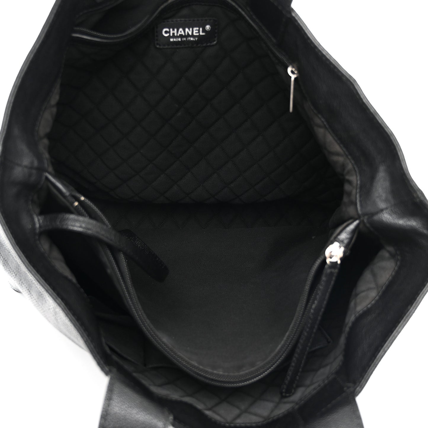Goatskin Perforated Large CC Tote Black