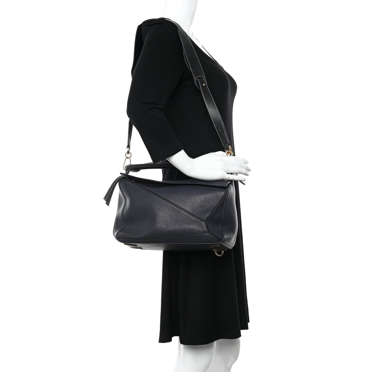 Loewe Calfskin Medium Puzzle Bag Midnight Blue Black 2 of 22