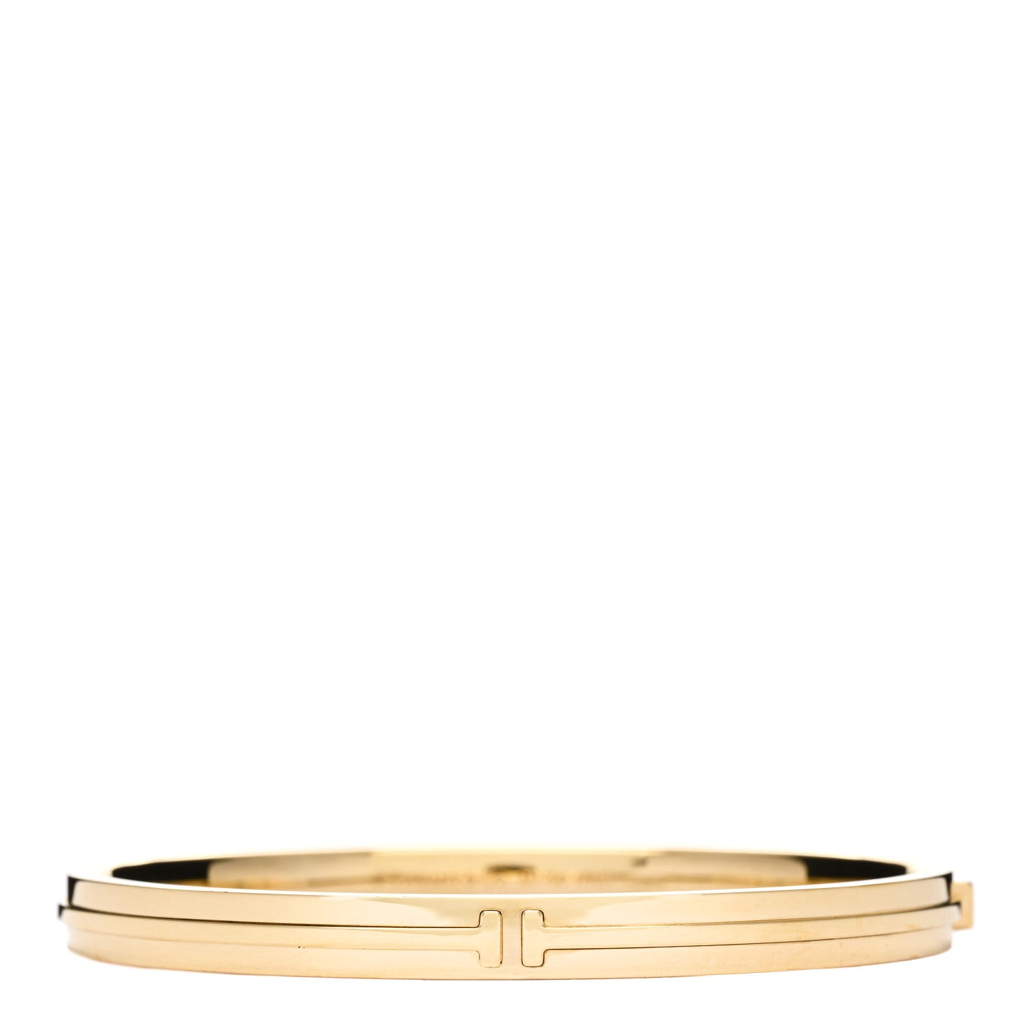 Tiffany 18K Yellow Gold T Hinged Bangle Bracelet 1 of 3