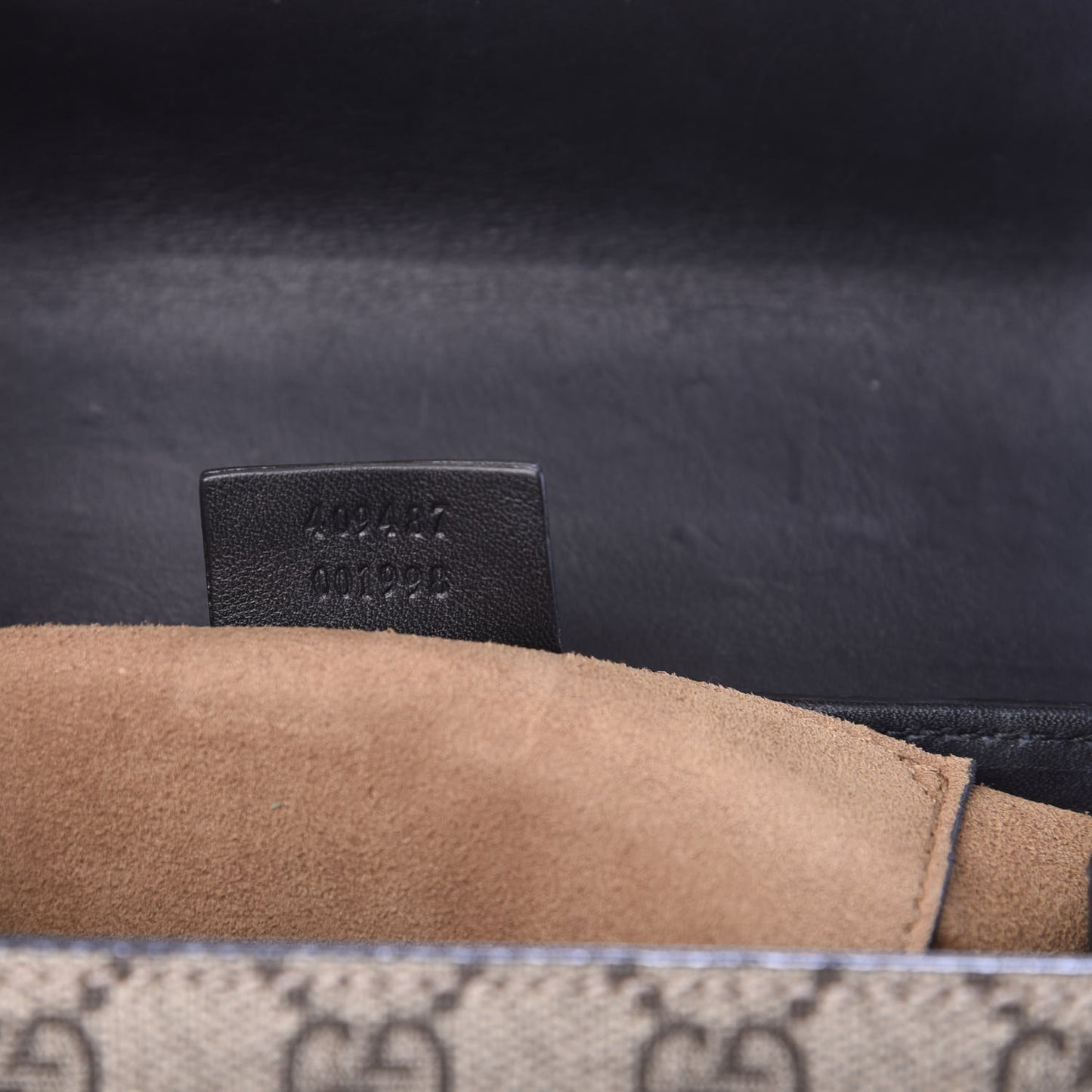 GG Supreme Monogram Calfskin Small Padlock Shoulder Bag Beige Black Cuir