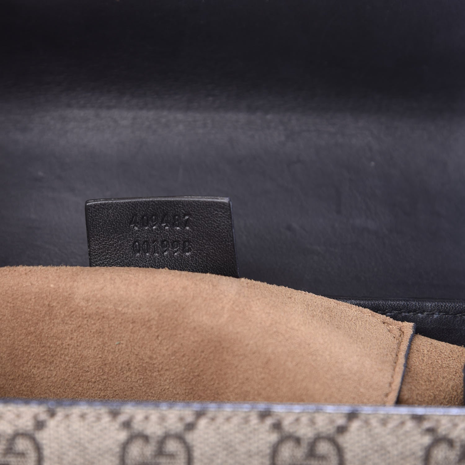 Gucci GG Supreme Monogram Calfskin Small Padlock Shoulder Bag Beige Black Cuir 6 of 9