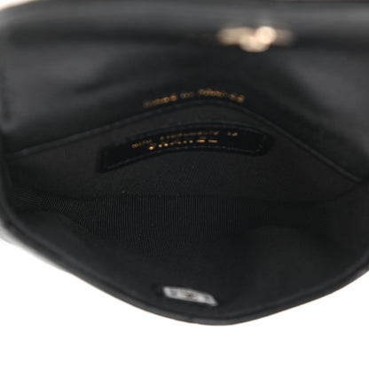 Chanel Lambskin Quilted Pearl Top Handle Clutch With Chain Black 5 of 13