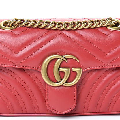 Gucci Calfskin Matelasse Mini GG Marmont Shoulder Bag Hibiscus Red 7 of 10