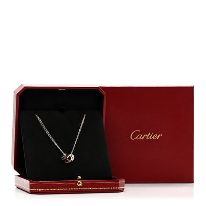 Cartier 18K White Pink Gold Diamond Three Ring LOVE Necklace 5 of 5