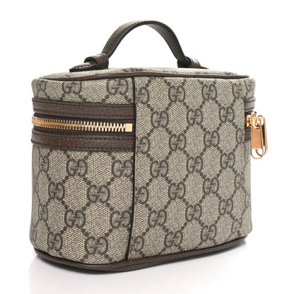 Gucci GG Supreme Monogram Textured Calfskin Web Ophidia Vanity Cosmetic Case Beige Ebony New Acero 3 of 10