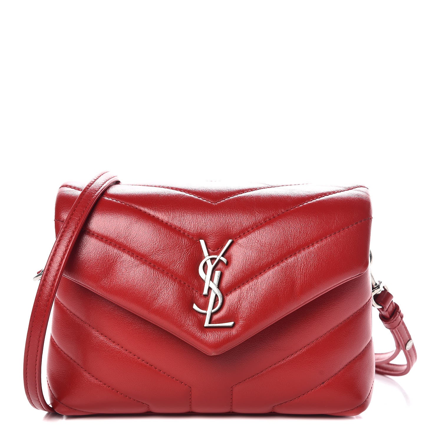 Saint Laurent Calfskin Y Quilted Monogram Toy Loulou Crossbody Bag Red 1 of 9