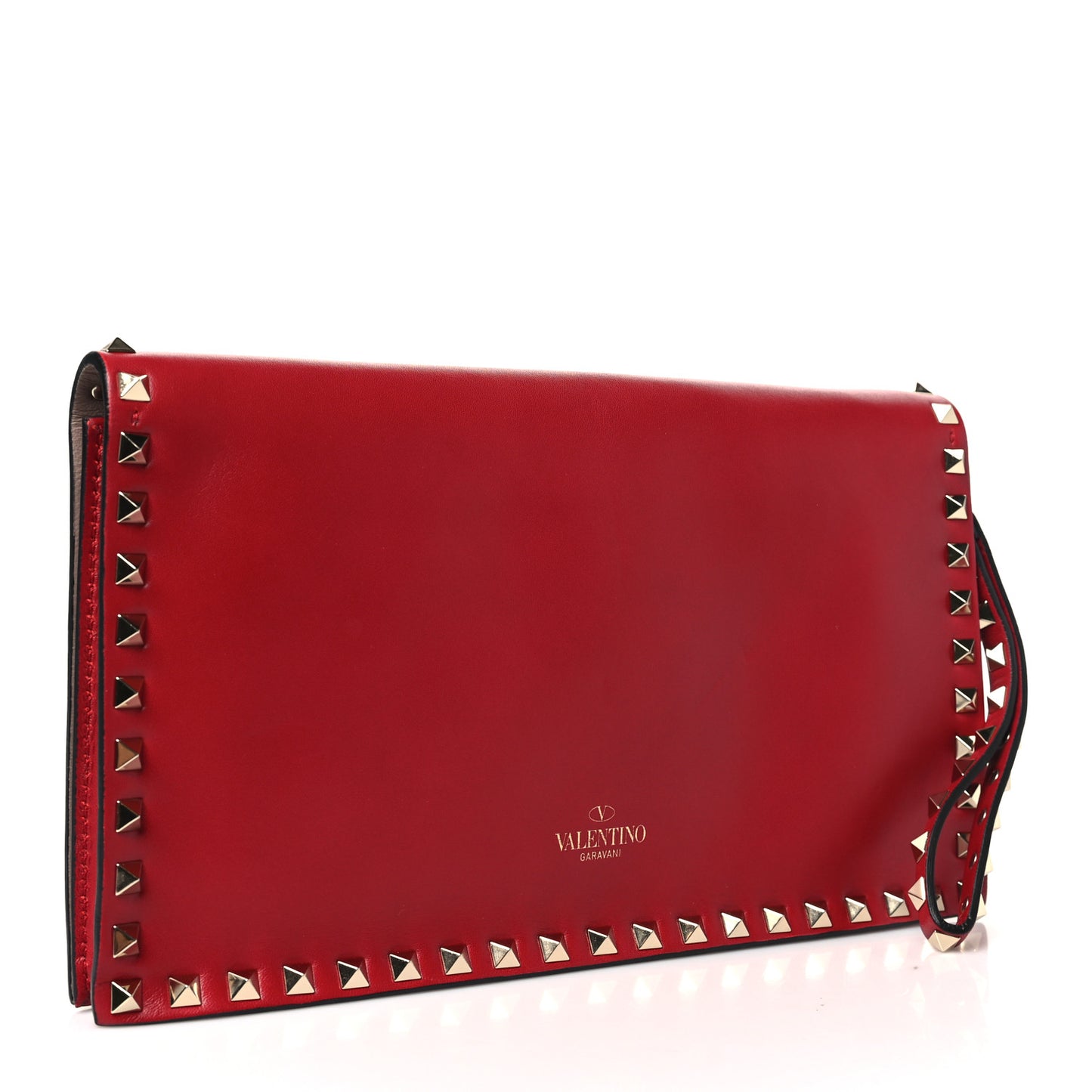 Nappa Rockstud Wristlet Clutch Rosso Valentino