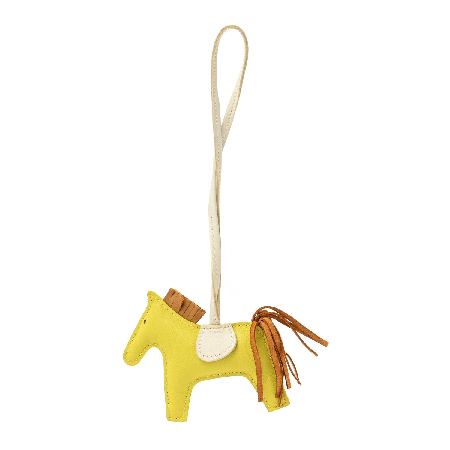 Hermes Milo Lambskin Grigri Rodeo Horse Bag Charm PM Lime Sesame Craie 1 of 4