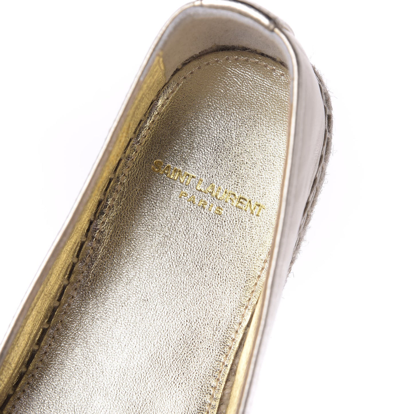 Metallic Lambskin Monogram Espadrilles 37 Platino