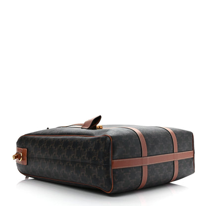 Celine Triomphe Canvas Calfskin Vertical Boston Bag Tan 3 of 10