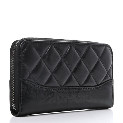 Chanel Aged Calfskin Quilted Small Gabrielle Zip Around Wallet Black 3 of 11