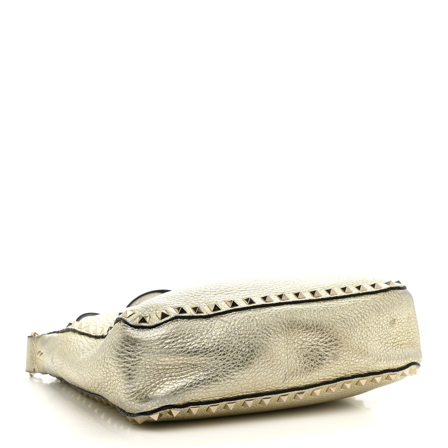 Valentino Garavani Metallic Pebbled Calfskin Small Rockstud Flip-Lock Messenger Bag Platino 4 of 19