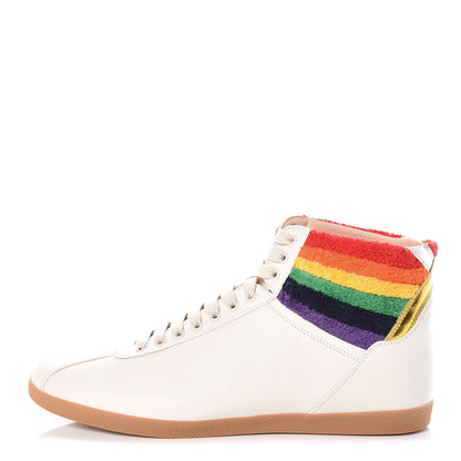 Gucci Calfskin Mens Bambi Rainbow High Top Sneakers 11 Mystic White 1 of 9