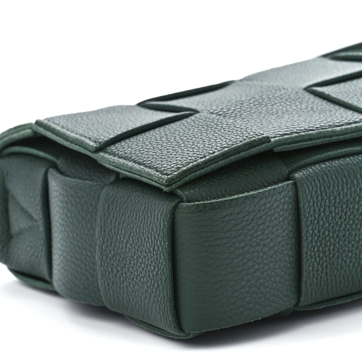 Grained Calfskin Maxi Intrecciato Cassette Crossbody Bag Raintree Green