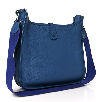 Hermes Taurillon Clemence Evelyne PM Bleu Brighton 3 of 11