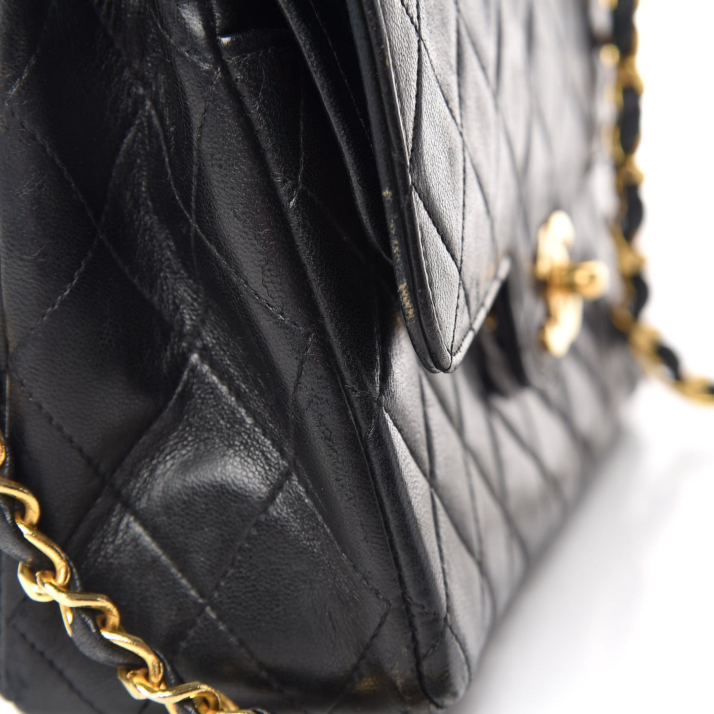 Lambskin Quilted Small Double Flap Black