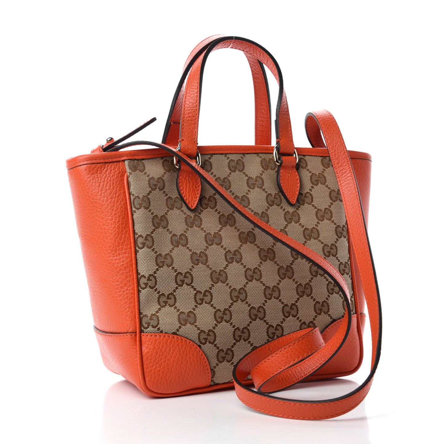 Monogram Dollar Calfskin Small Bree Tote Beige Ebony Sun Orange