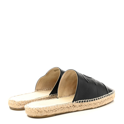 Chanel Iridescent Goatskin Patent CC Espadrille Mules 39 Black 4 of 7