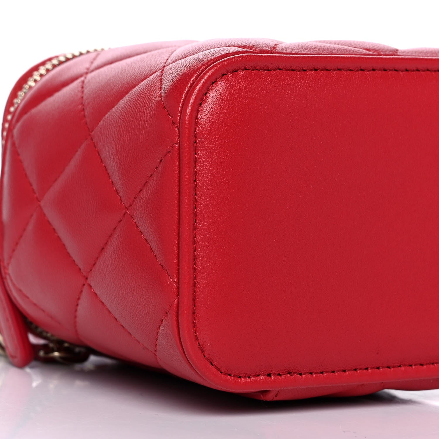 Chanel Lambskin Quilted Top Handle Mini Vanity Case With Chain Red 5 of 11