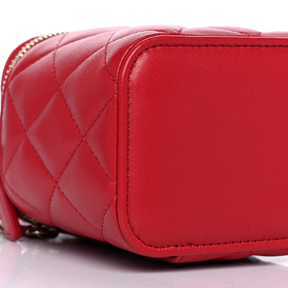 Chanel Lambskin Quilted Top Handle Mini Vanity Case With Chain Red 5 of 11