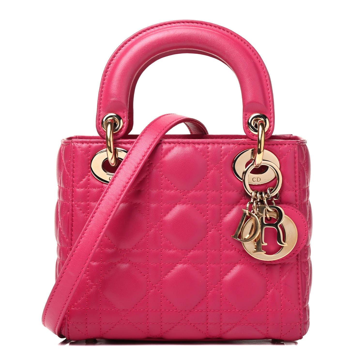 Christian Dior Lambskin Cannage Mini Lady Dior Fuchsia 1 of 10