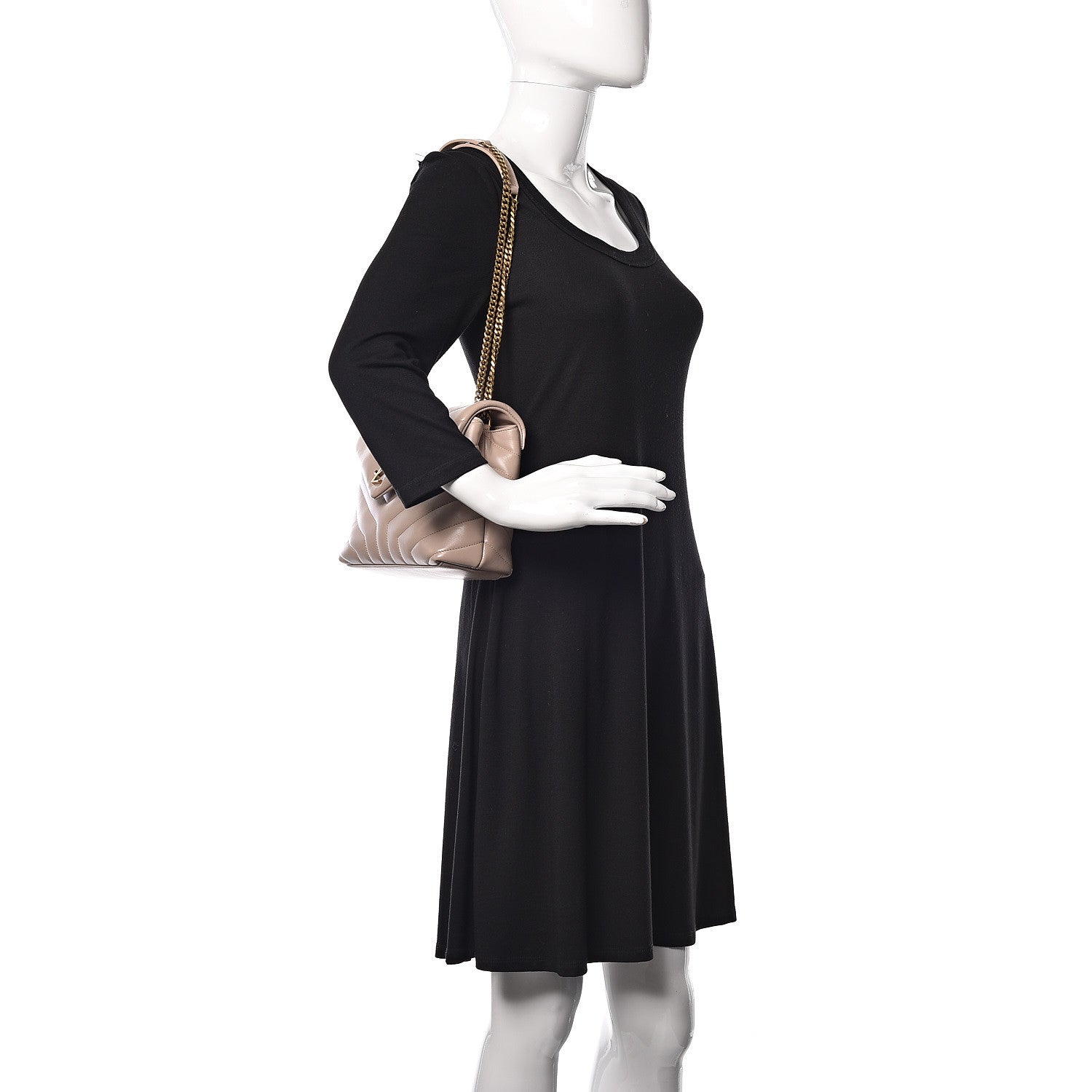 Saint Laurent Calfskin Y Quilted Monogram Small Loulou Chain Satchel Taupe Sable 3 of 13