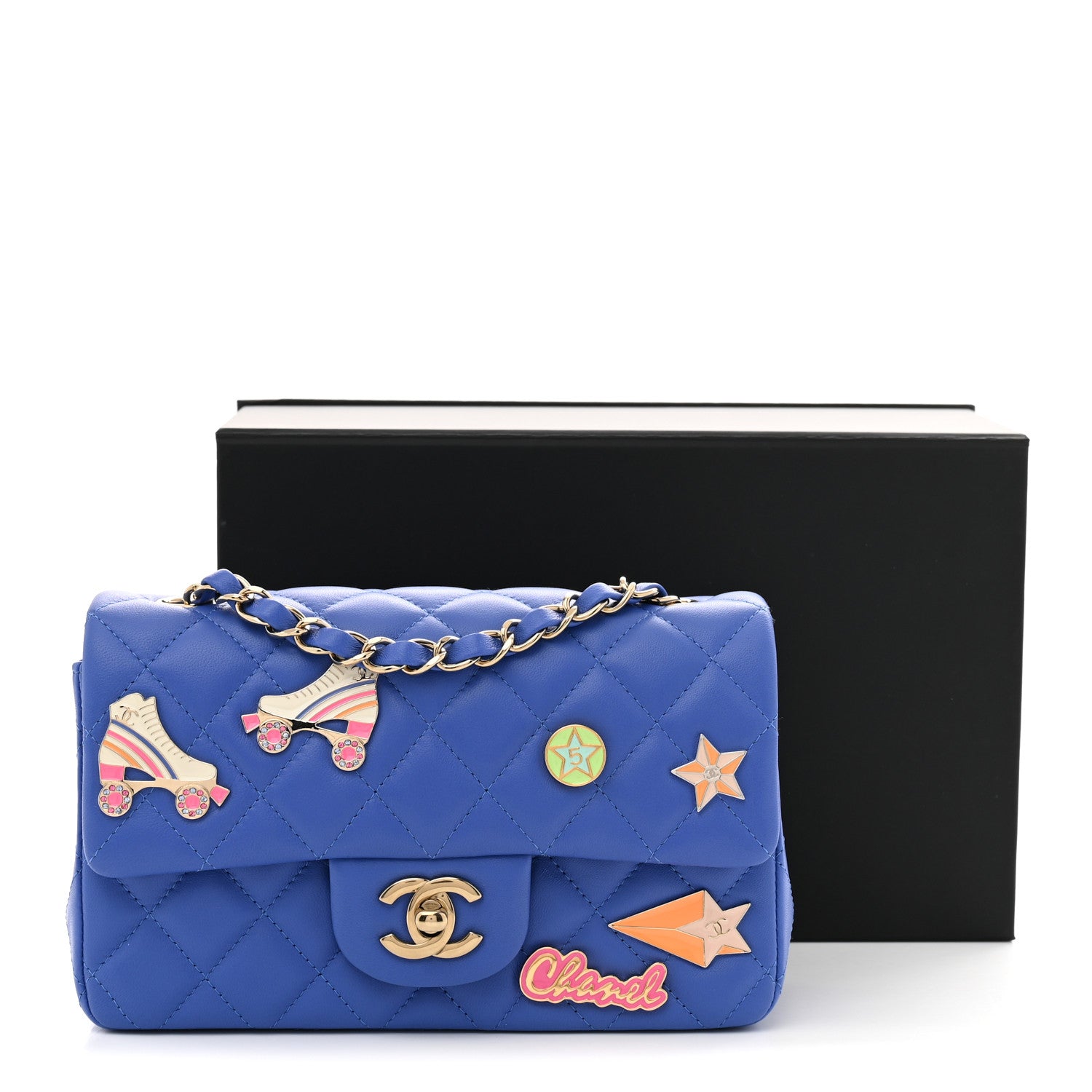 Chanel Lambskin Quilted Mini Hollywood Charms Rectangular Flap Blue 12 of 12