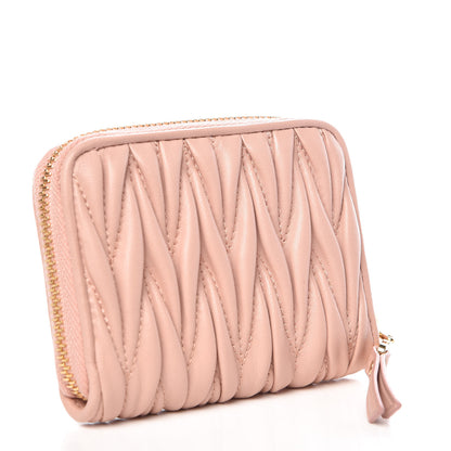 Miu Miu Nappa Matelasse Zip Around Compact Wallet Orchidea 3 of 9