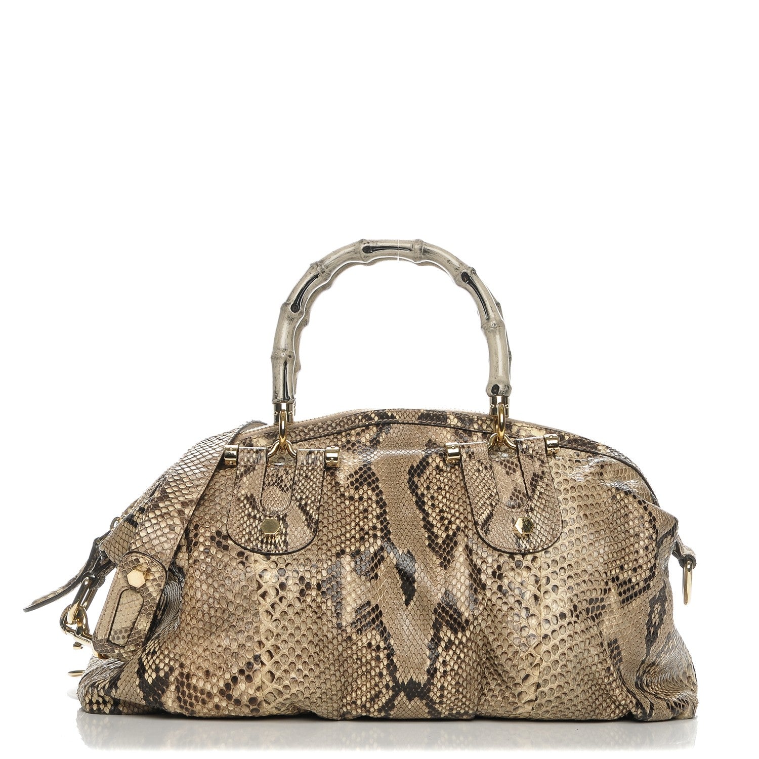 Gucci Python Pop Bamboo Top Handle Tote Roccia 1 of 8