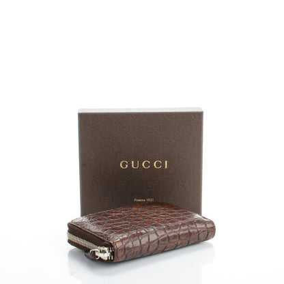 Gucci Crocodile Zip Around Card Case Brown 4 of 7