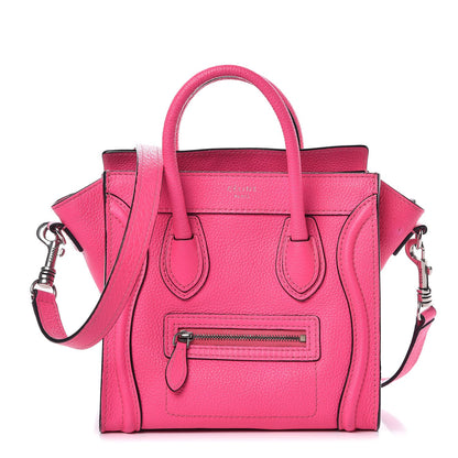 Celine Drummed Calfskin Nano Luggage Fluo Pink 1 of 16