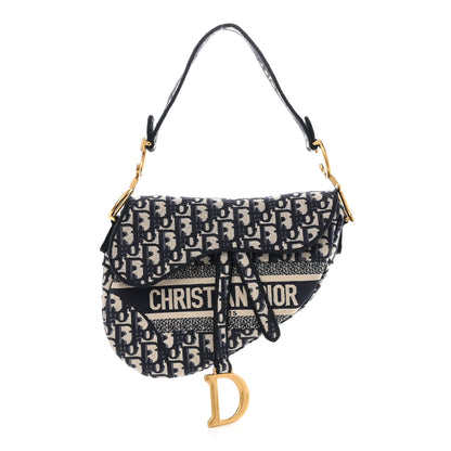 Christian Dior Oblique Embroidered Saddle Bag Blue 1 of 9