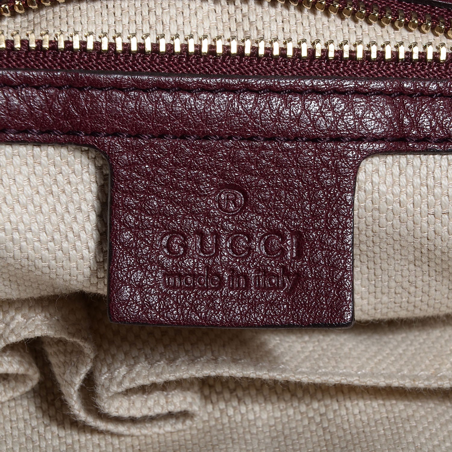 Gucci Pebbled Calfskin Large Soho Shoulder Bag Bordeaux 6 of 7