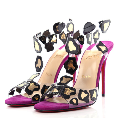 Christian Louboutin Patent PVC Parsemis 100 T-Strap Sandals 38.5 Purple Gold Black 3 of 10
