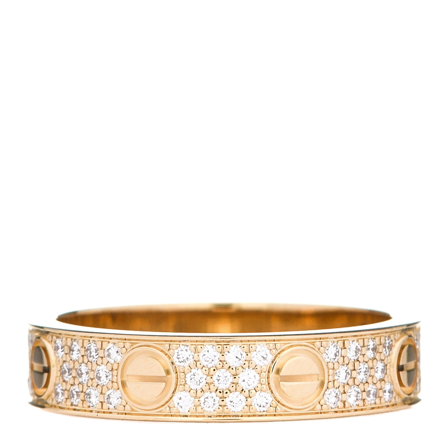 18K Yellow Gold Diamond 4mm LOVE Wedding Paved Band Ring 49 5