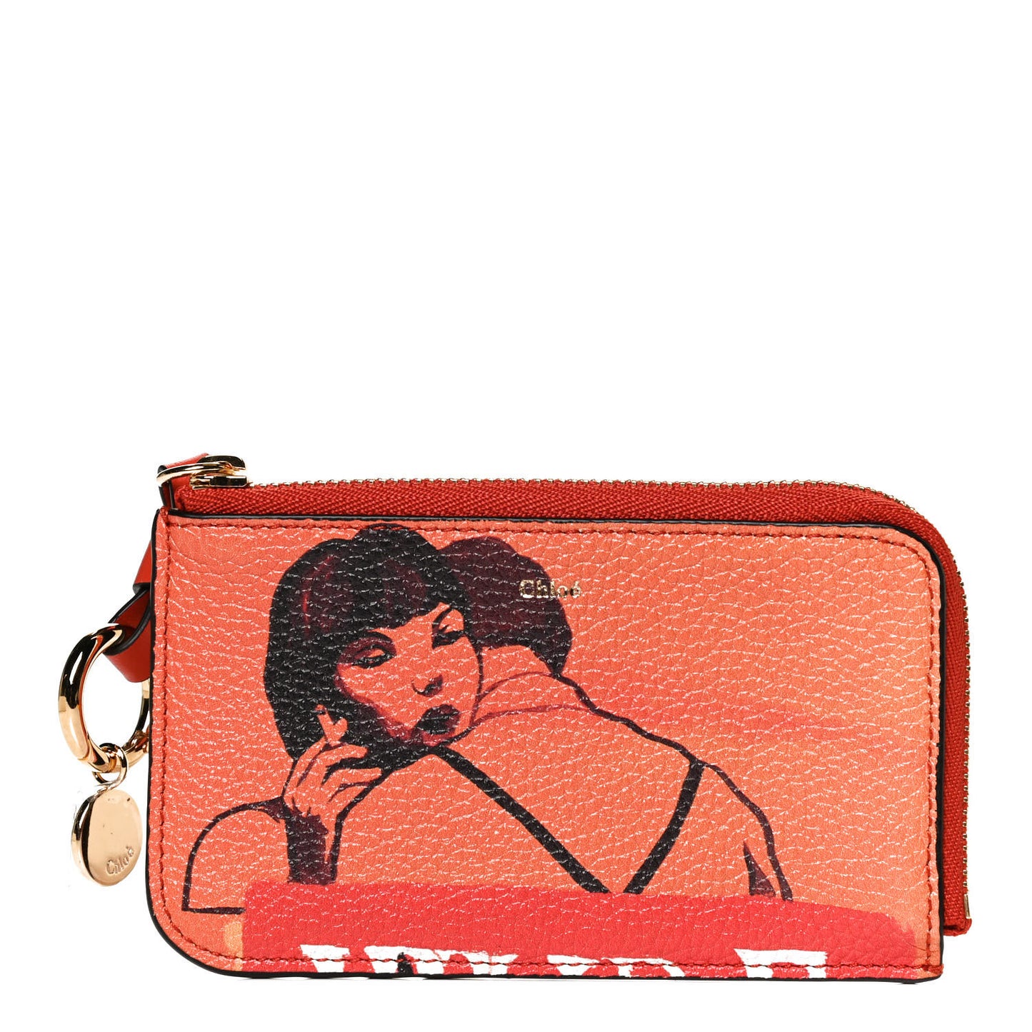 Calfskin Alphabet Purse Wallet Orange Multicolor