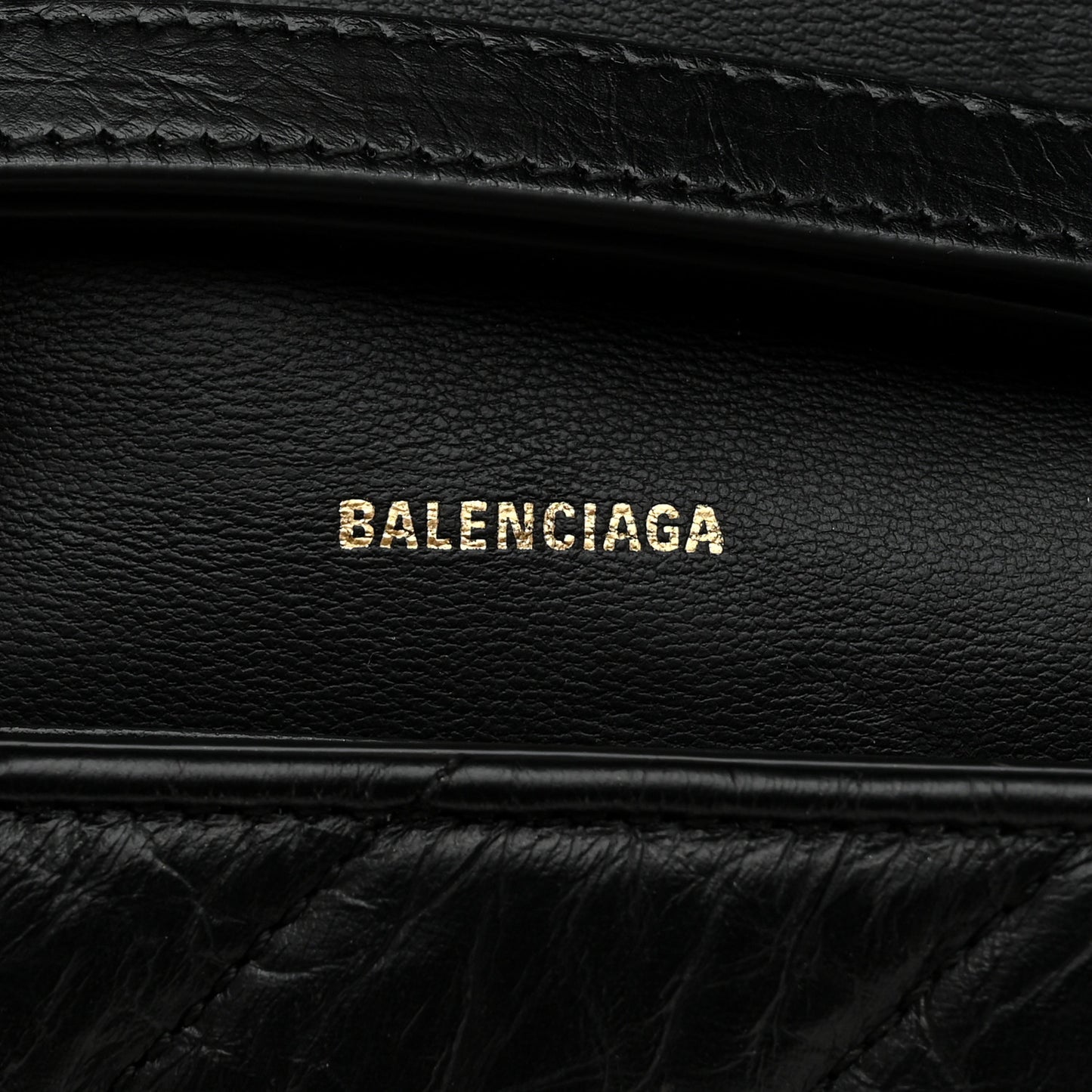 Calfskin Quilted Crush Wallet On Chain Black
